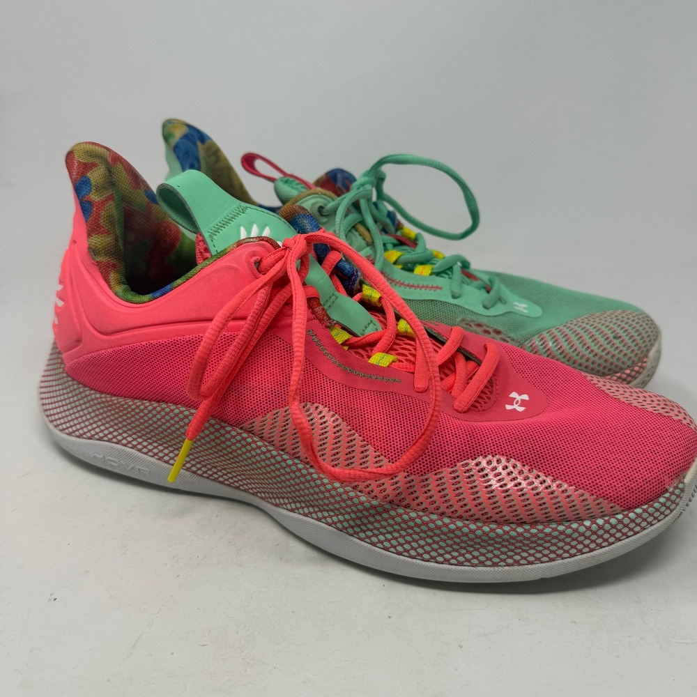 Under Armour Basketball Shoes Mens 10.5 Curry 7 Sour Patch Kids Pink Green GOOD